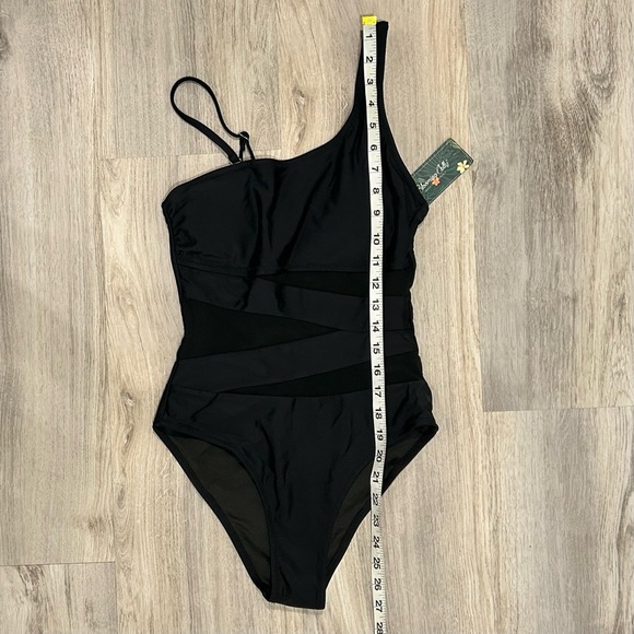 NWT Blooming Jelly One Piece Swimsuit One Shoulder Strap Mesh Cutout Size XS - Picture 2 of 9
